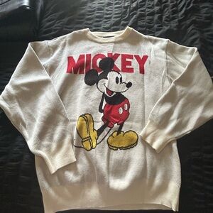 Disney Mickey Mouse Red and Cream Crewneck Sweater